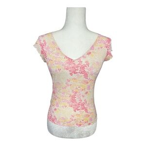 Y2K Semi-Sheer Floral Babydoll Top XS